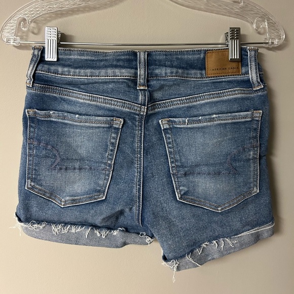 American Eagle Next Level Stretch Midi Ripped Jean Shorts - Picture 2 of 5